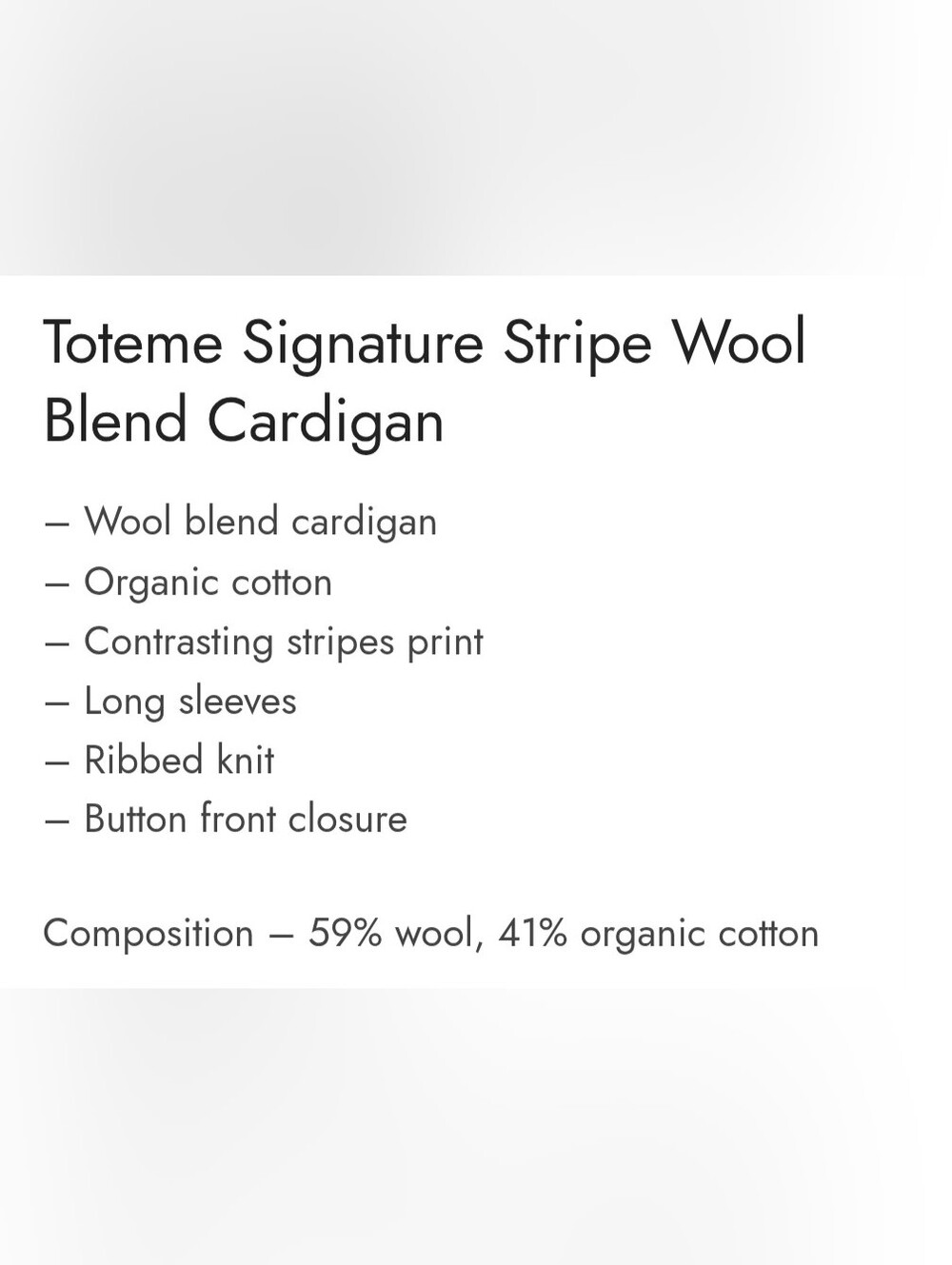 Toteme Signature Stripe Wool Blend Cardigan - Picture 3 of 7